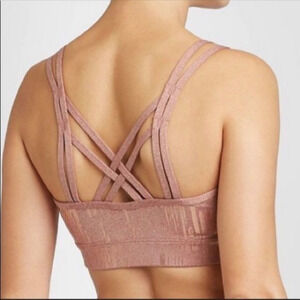 JOY LAB Blush Rose Gold Metallic Sports Bra